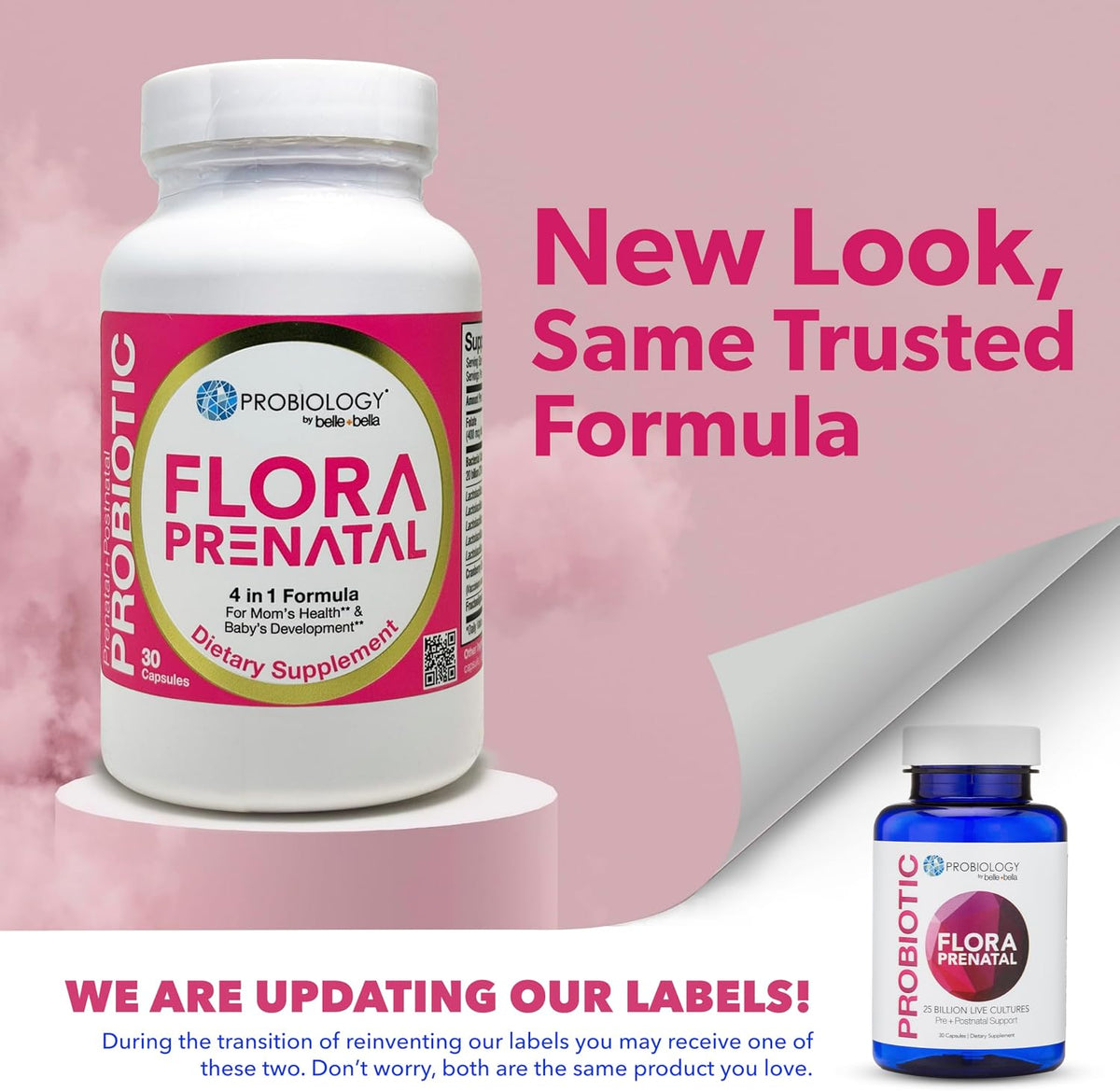 belle+bella Probiology Flora Prenatal Capsules - Prenatal Probiotic & Prebiotic with Folic Acid, 30 Capsules - görsel 2