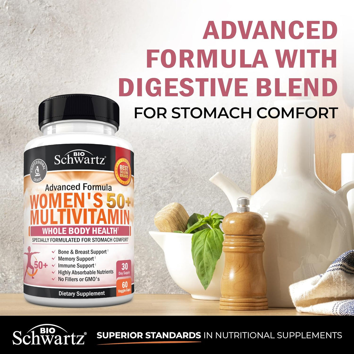 BioSchwartz Daily Multivitamin for Women Over 50 – 60 Capsules - görsel 5