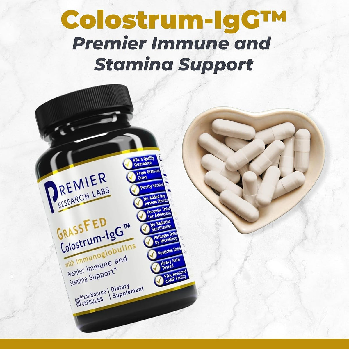 Premier Research Labs Colostrum-IgG - Bovine Colostrum Supplement for Immune Health, 60 Capsules - görsel 2