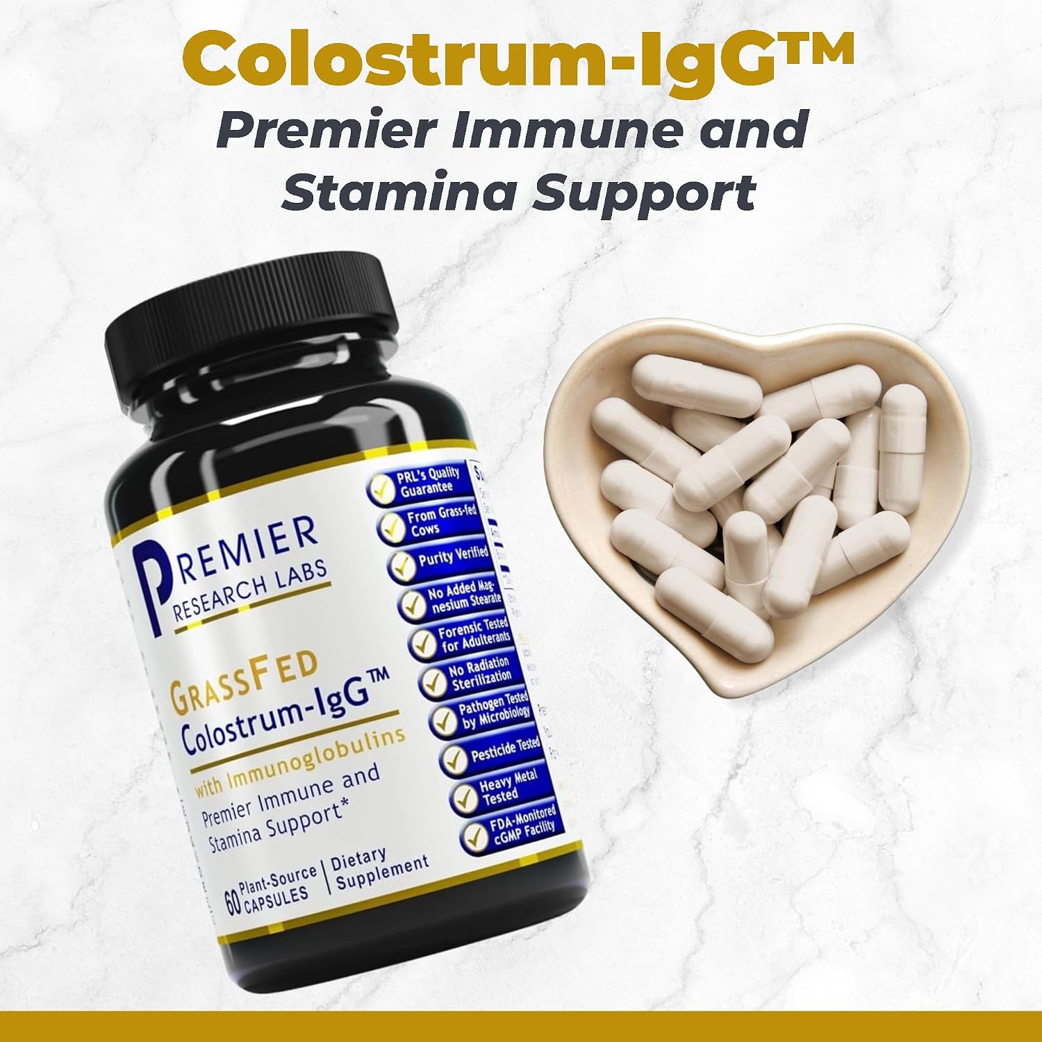 Premier Research Labs Colostrum-IgG - Bovine Colostrum Supplement for Immune Health, 60 Capsules - görsel 2