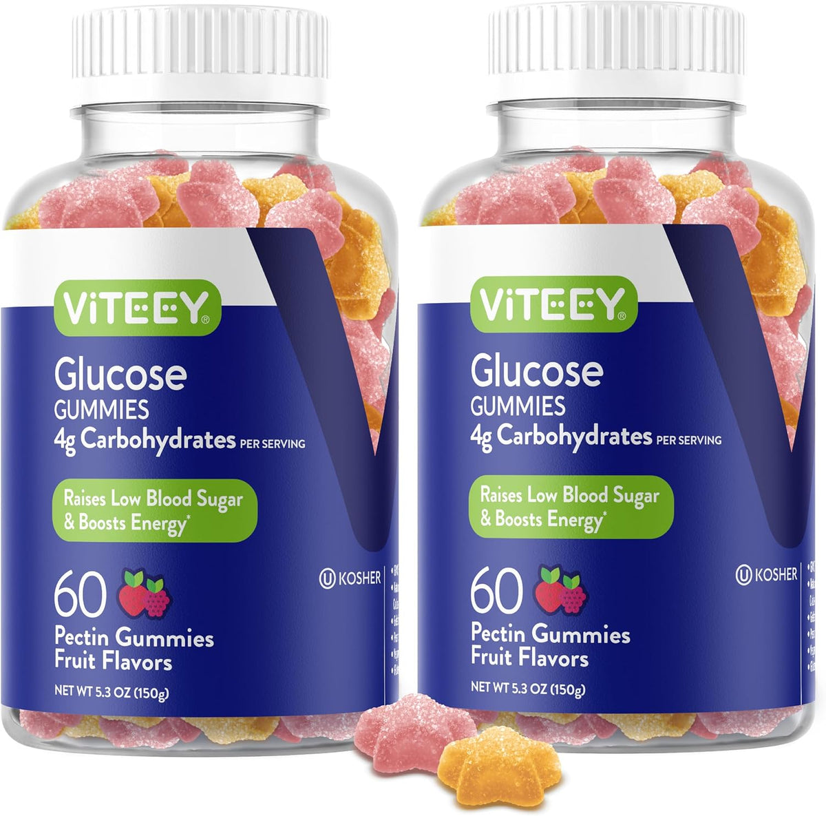 Viteey Glucose Gummies - 4g Carbohydrates, Fast Acting Energy & Blood Sugar Support - 60 Count - görsel 7