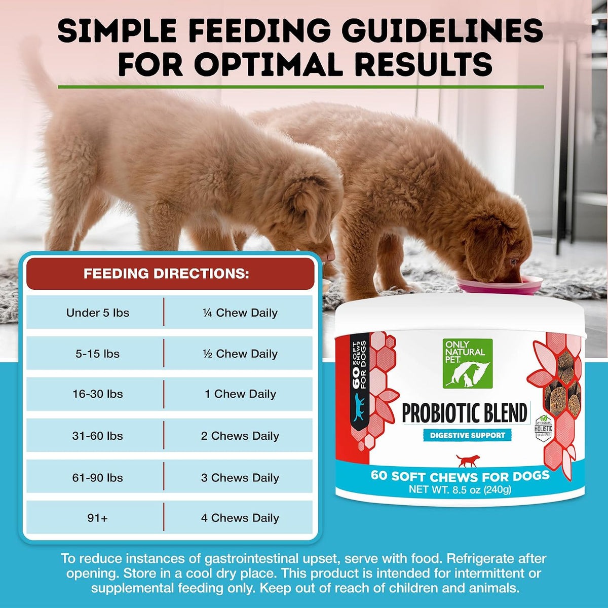 Only Natural Pet Probiotic Dog & Cat Supplement – Digestive and Gut Health Enzyme Formula, Soft Chews, 60 Count - görsel 6