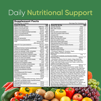 Vibrant Life Multivitamin with Probiotics, Digestive Enzymes & B Complex – Over 45 Fruits and Vegetables, Non-GMO, Gluten-Free, Daily Vitamins & Minerals for Men & Women (30-Day Supply)