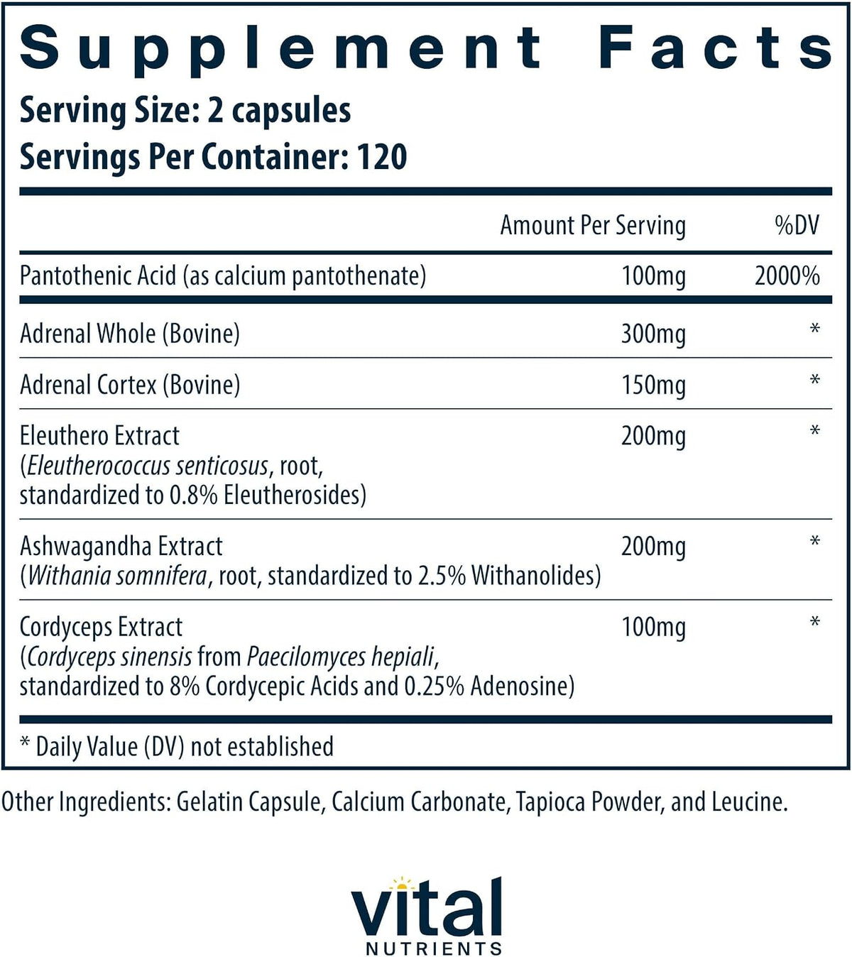 Vital Nutrients Adrenal Support – Adrenal Support Supplement for Gland Function and Cortisol Management – Supports Energy and Stress Levels – Gluten, Dairy, Soya Free – 240 Capsules - görsel 2