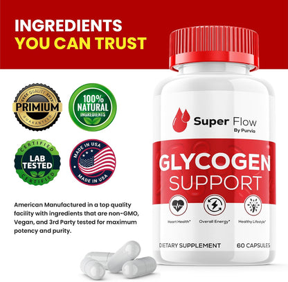 Super Flow Glycogen Optimiser – Maximum Strength Food Supplement for Overall Wellness Support (120 Capsules)