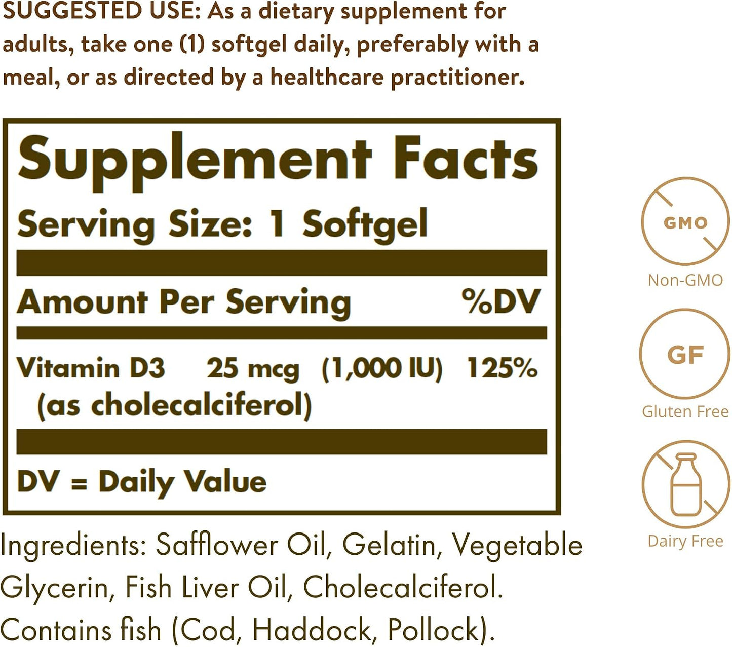 Solgar Vitamin D3 1000 IU Softgels - 100 Softgels - görsel 2