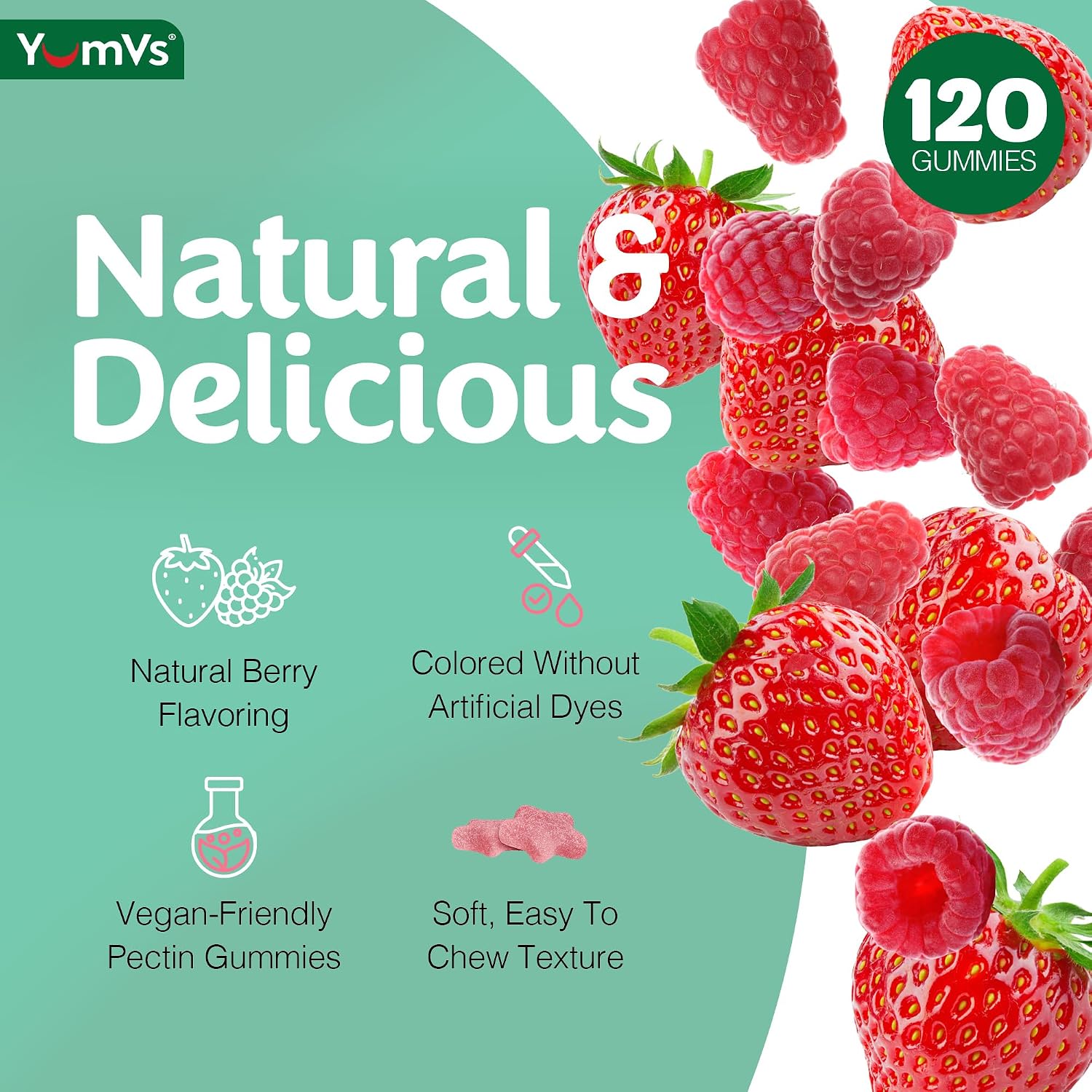 YUM-V'S Adult Multivitamin Gummies - Daily Gummy Vitamin for Women & Men, Immune Support, 60 Count - görsel 5