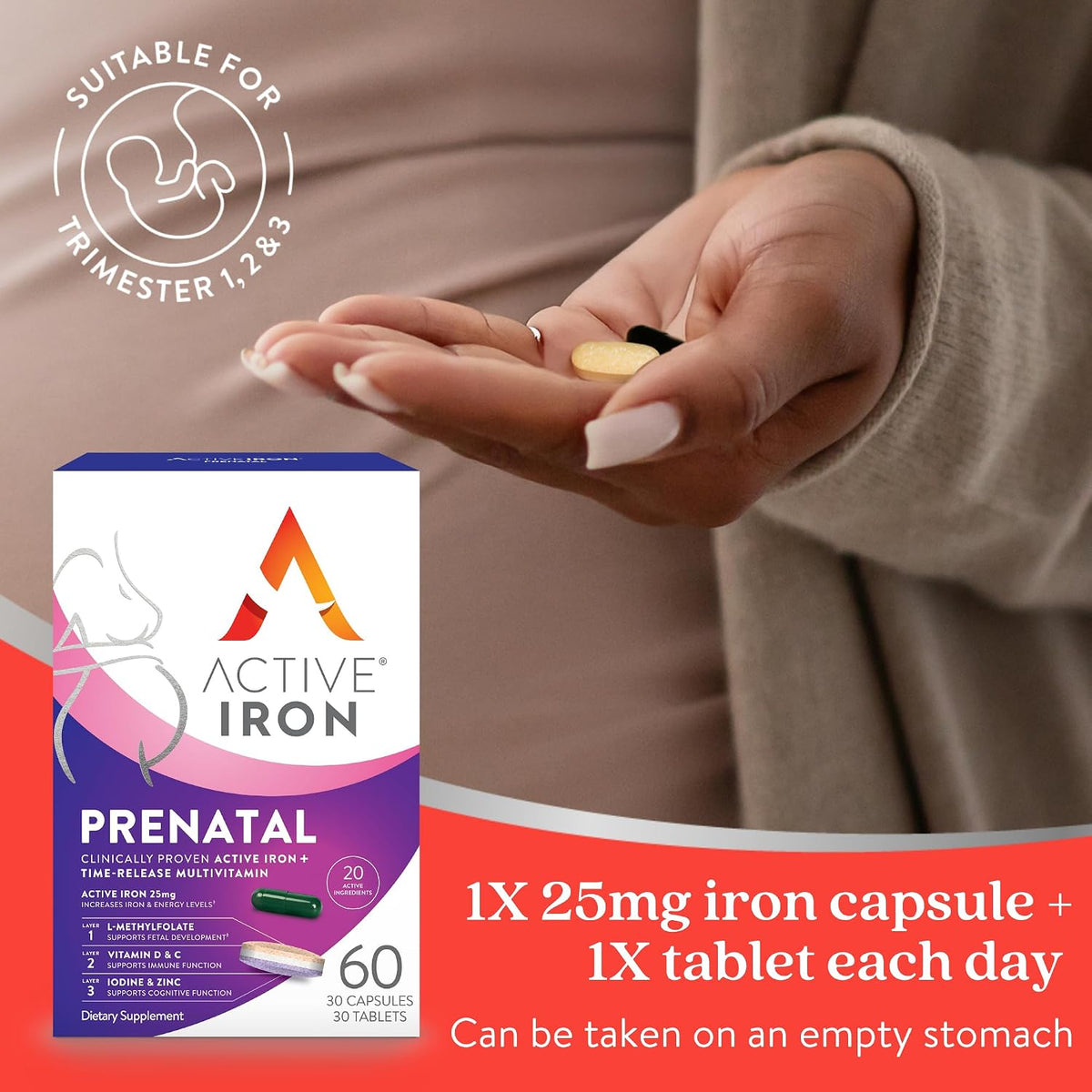 Active Iron Antenatal Supplement with 25 mg Iron & Slow-Release Multivitamin - görsel 5