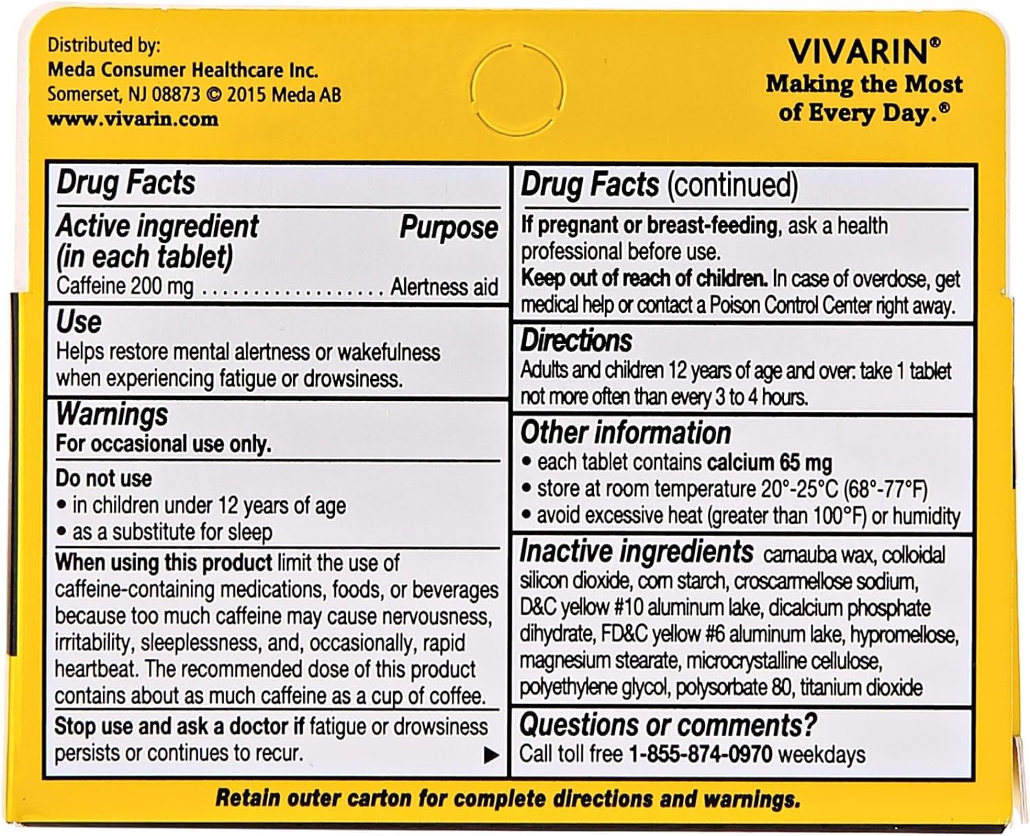 Vivarin Alertness Aid, 40 Tablets (Pack of 4) - görsel 6