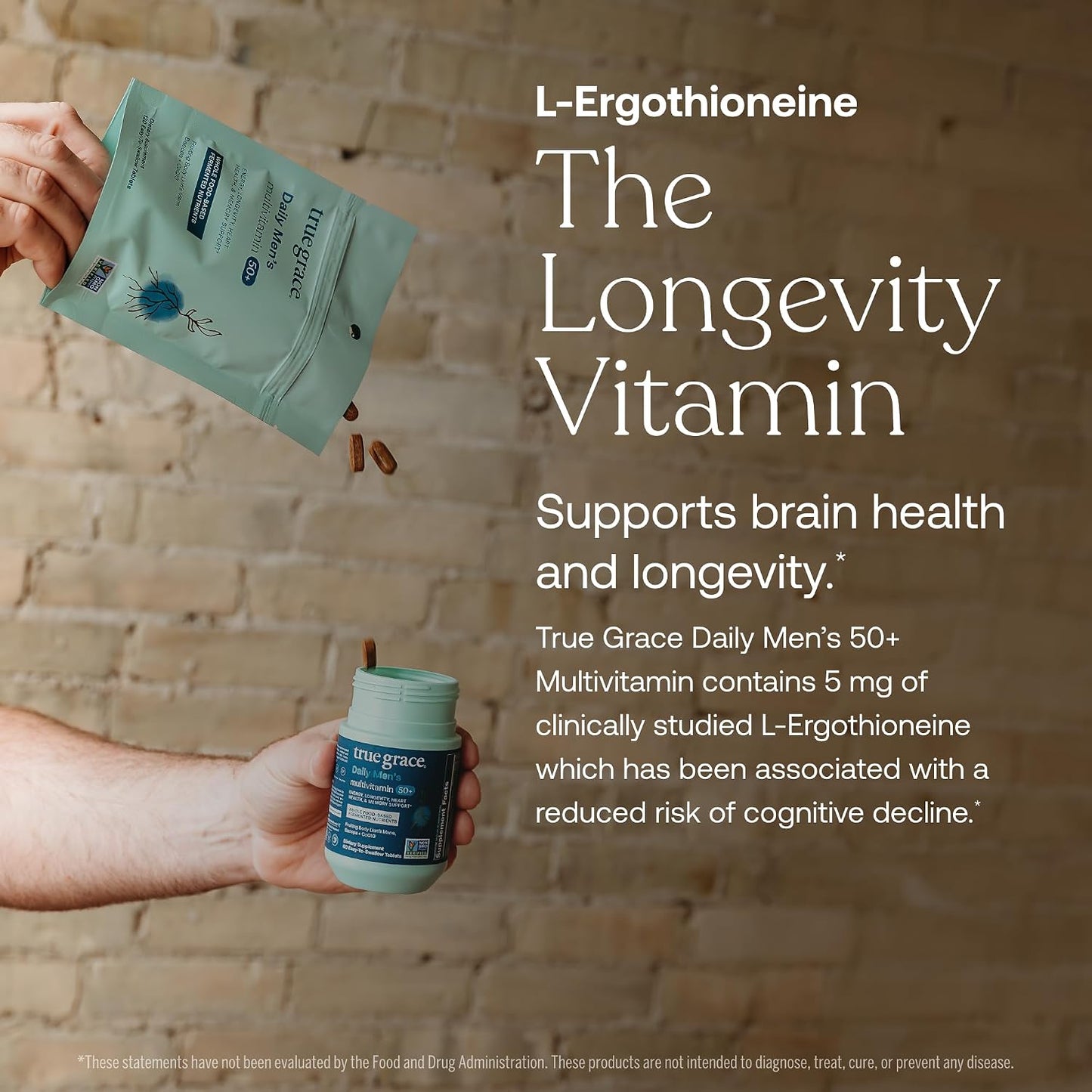 True Grace Daily Men's Multivitamin 50+ - 60 Tablets - Immune, Energy & Memory Support - görsel 4