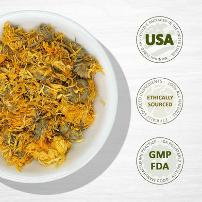 Evergreen Herbs Calendula Flowers - Tamper-Proof Seal for Freshness, 113 g