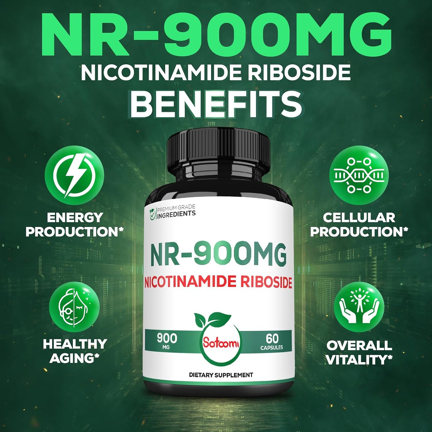 Satoomi NAD Supplement with Liposomal Nicotinamide Riboside – Cellular Energy & Repair, Vitality, Healthy Ageing – 60 Capsules for 30 Days - görsel 5