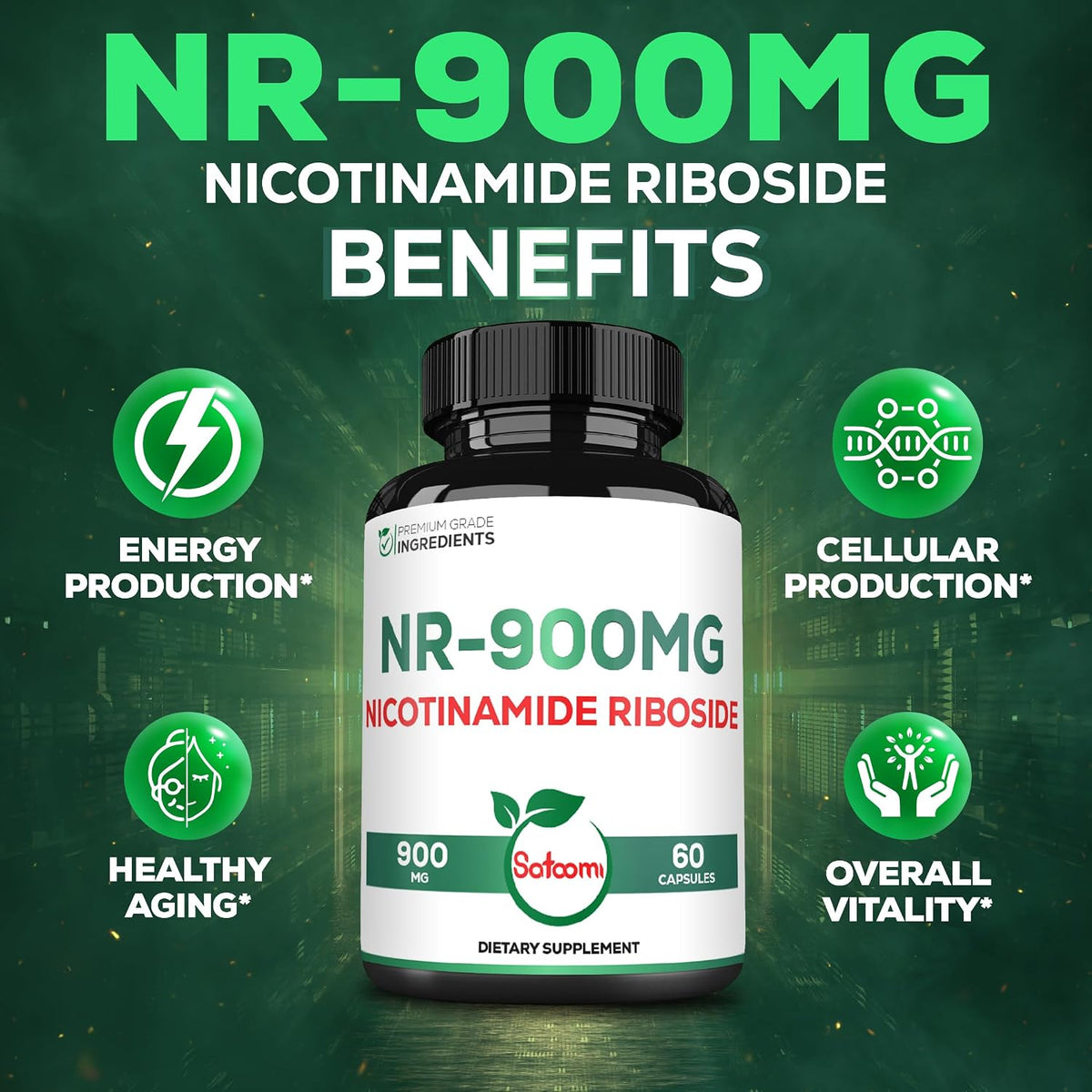 Satoomi NAD Supplement with Liposomal Nicotinamide Riboside – Cellular Energy & Repair, Vitality, Healthy Ageing – 60 Capsules for 30 Days - görsel 5