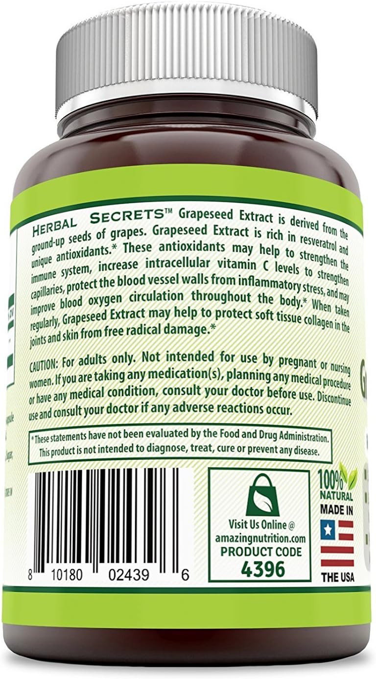 Herbal Secrets Grapeseed Extract 400 mg – 120 Veggie Capsules (Pack of 2) - görsel 2