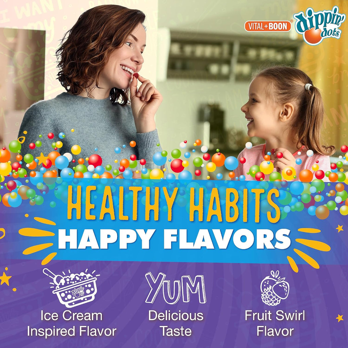 Vital+Boon Dippin' Dots – Multivitamin Gummies for Adults – Gummy Vitamins with Vitamin A, B6, C, D3, E & Folic Acid – Vegetarian, Non-GMO, Gluten-free (60 Gummies) - görsel 6