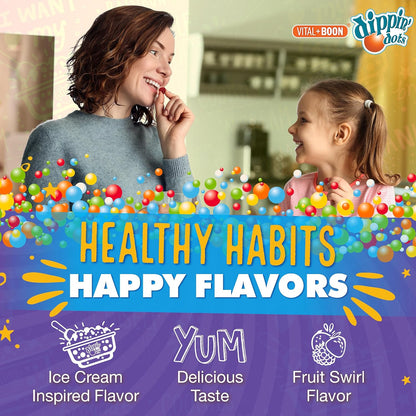 Vital+Boon Dippin' Dots – Multivitamin Gummies for Adults – Gummy Vitamins with Vitamin A, B6, C, D3, E & Folic Acid – Vegetarian, Non-GMO, Gluten-free (60 Gummies)