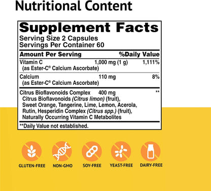 Ester-Vitamin C with Citrus Bioflavonoids 500mg 120 Capsules