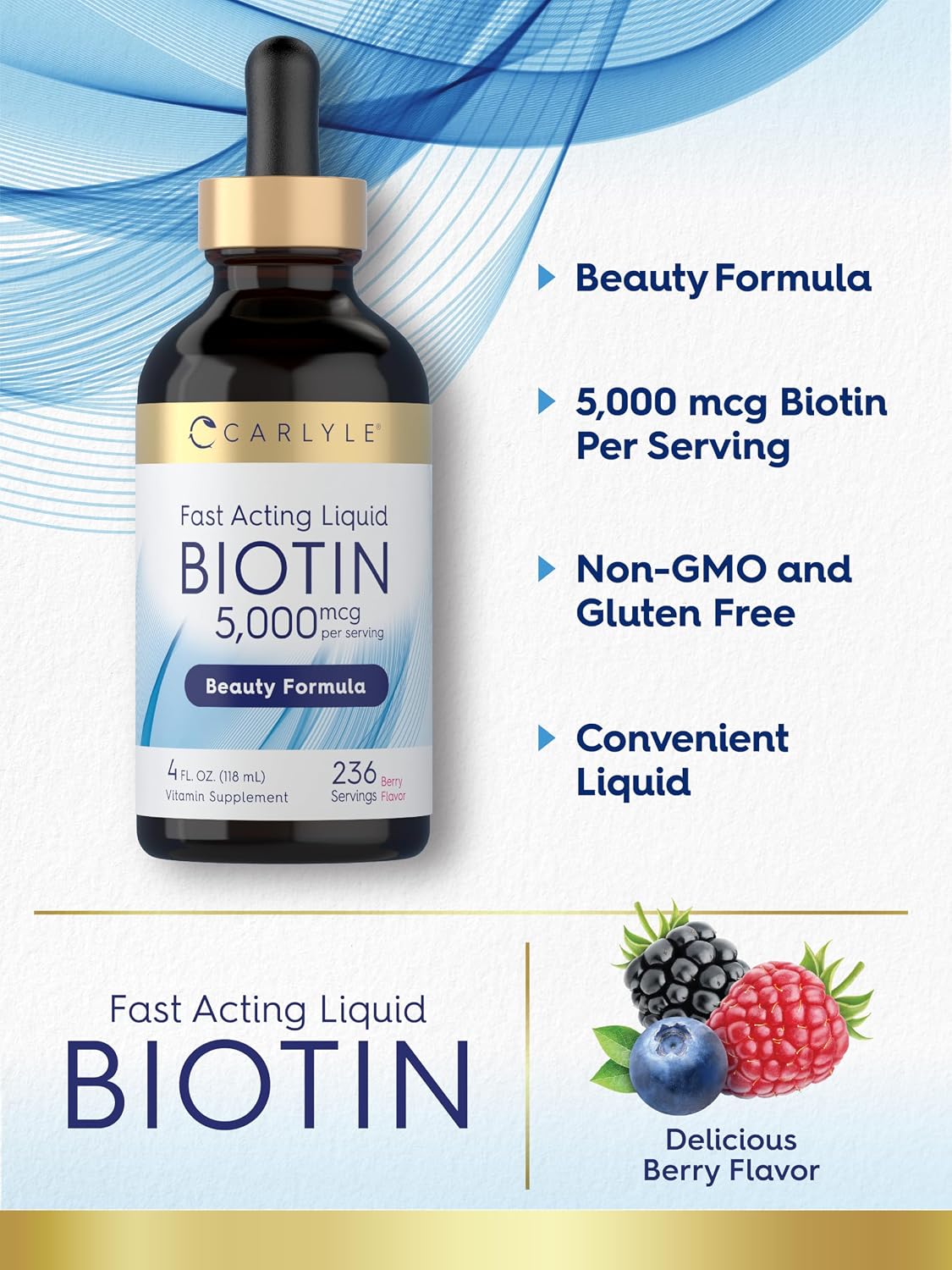 Carlyle Biotin 5000mcg Liquid Drops - Berry Flavour - 118 ml - görsel 4