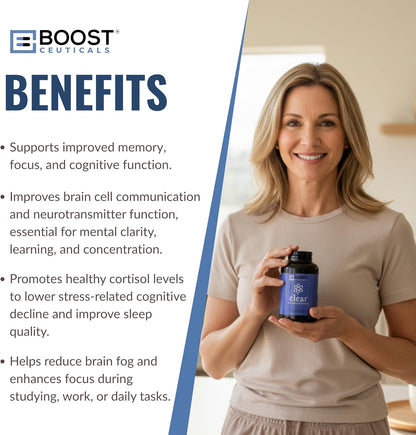 BoostCeuticals Phosphatidylserine 100mg with Ginkgo Biloba, DMAE, Gotu Kola – Cognitive Support, Memory, Focus, Stress and Cortisol Balance – 90 Capsules