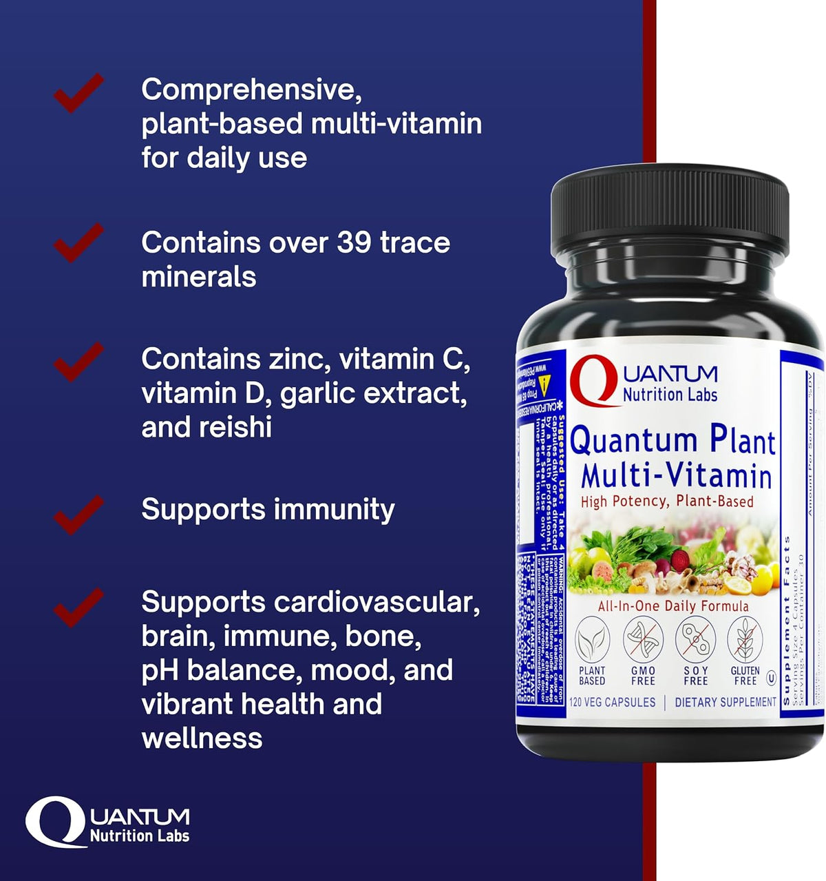 Quantum Plant Multivitamin - Complete Multivitamin for Immune Support, 120 Plant-Source Capsules - görsel 5