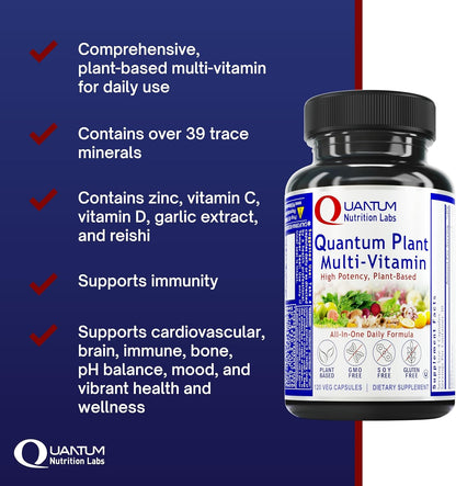 Quantum Plant Multivitamin - Complete Multivitamin for Immune Support, 120 Plant-Source Capsules