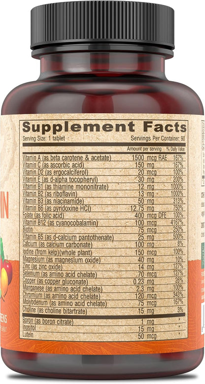 DEVA Vegan Iron-Free Multivitamin & Mineral Supplement with Green Food Blend - 90 Coated Tablets