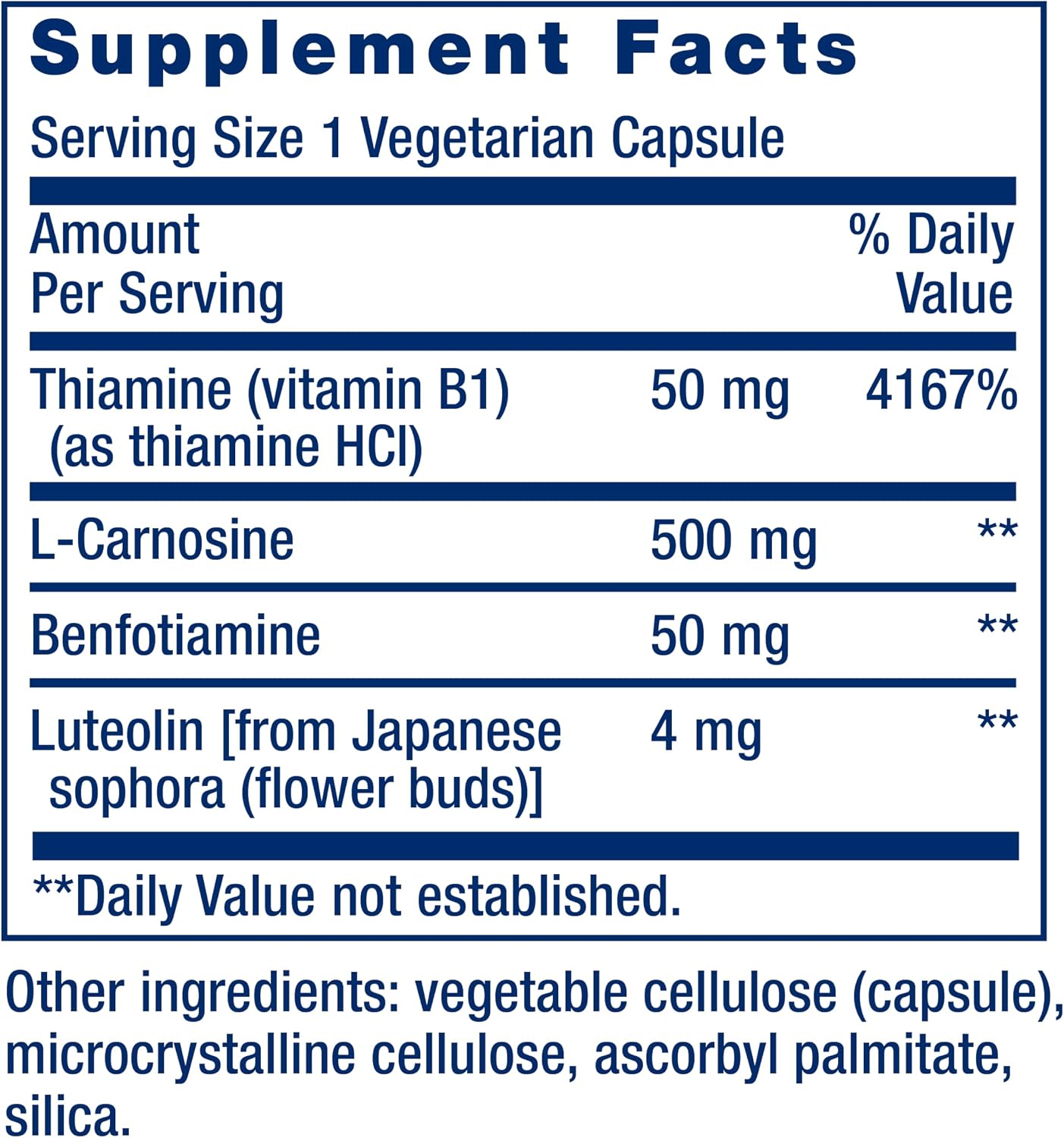 Life Extension Super Carnosine, L-Carnosine, Luteolin, Vitamin B1, 60 Capsules - görsel 3