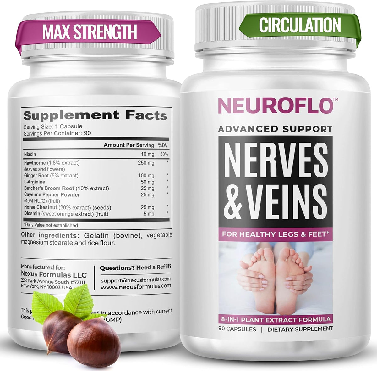 Mizzle NeuroFlo Leg Circulation Supplement – 8-in-1 Formula with Diosmin, Horse Chestnut, and Hawthorn - görsel 1