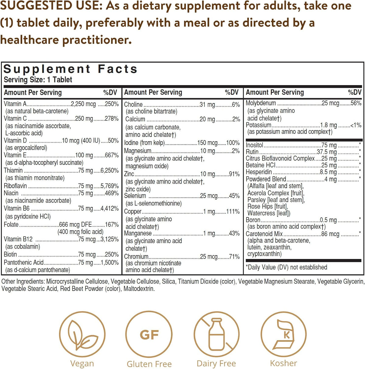 Solgar Iron-Free Formula VM-75, 90 Tablets - Multivitamin with Chelated Minerals - görsel 2