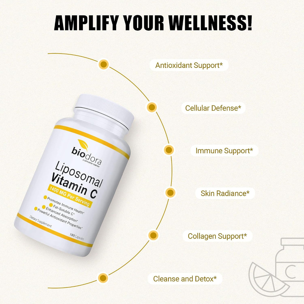Liposomal Vitamin C - 1400mg per Serving, 180 Capsules - görsel 5