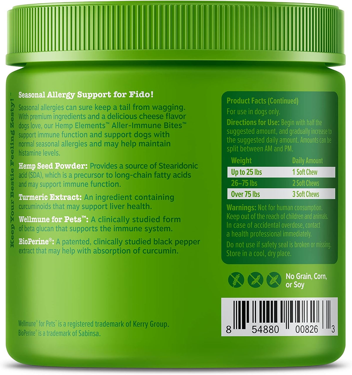 Zesty Paws Aller-Immune Bites for Dogs - Hemp Seed, Turmeric, Quercetin - 90 Soft Chews - görsel 6