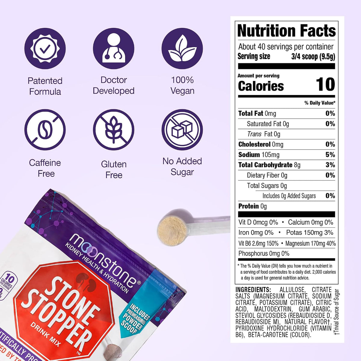 Stone Stopper Drink Mix, Lemonade - Urologist-Developed Kidney Health Food Supplement (30-Day Supply) - görsel 7