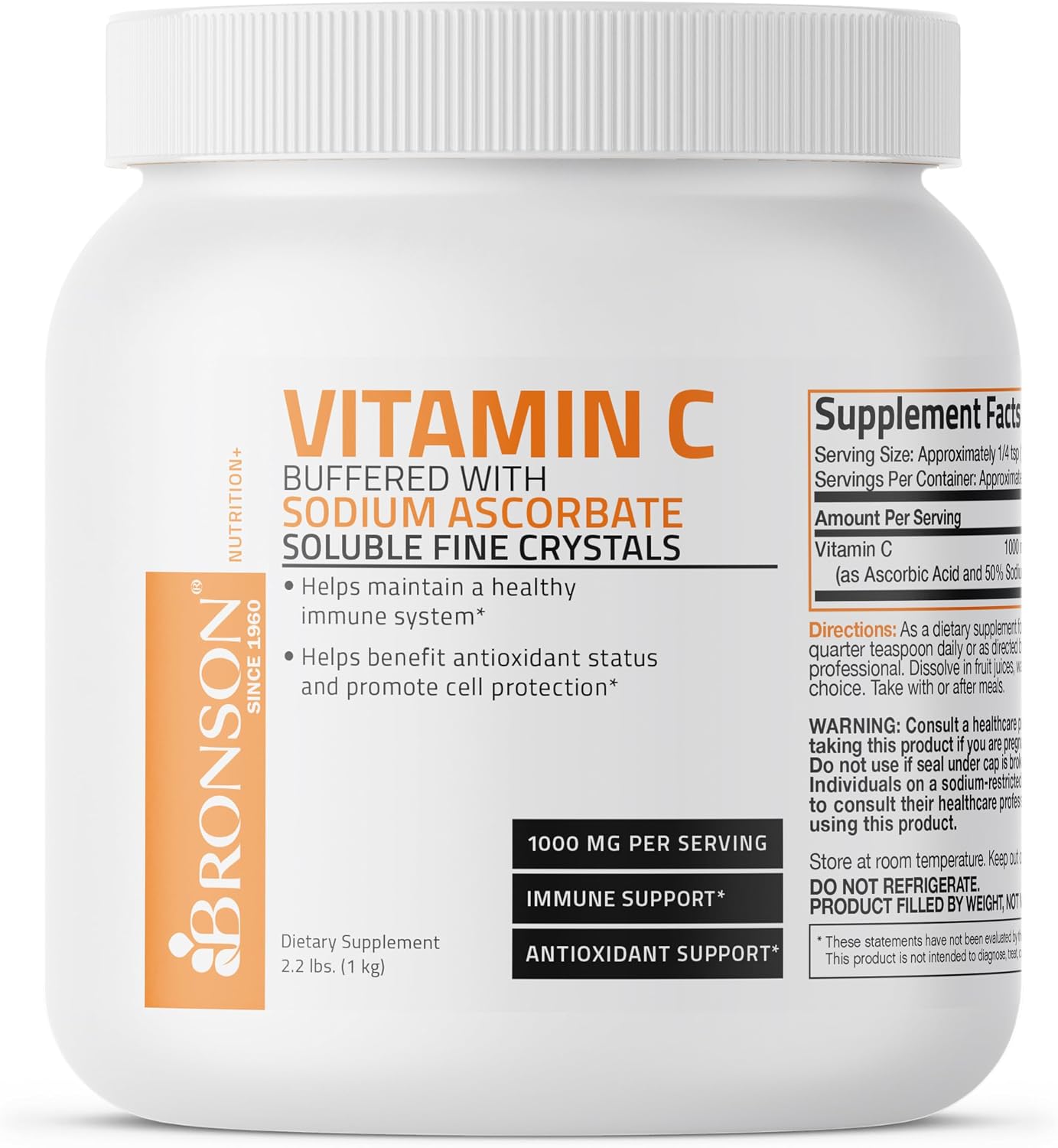 Bronson Buffered Vitamin C Powder – Ascorbic Acid with Sodium Ascorbate, 1 kg - görsel 3