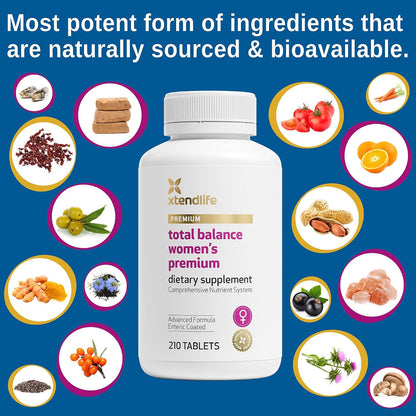 Xtendlife Total Balance Women's Premium Extra Strength Daily Multivitamin and Mineral – 90+ Nutrients for Immune, Heart, Digestive and Cellular Health (30-Day Supply)