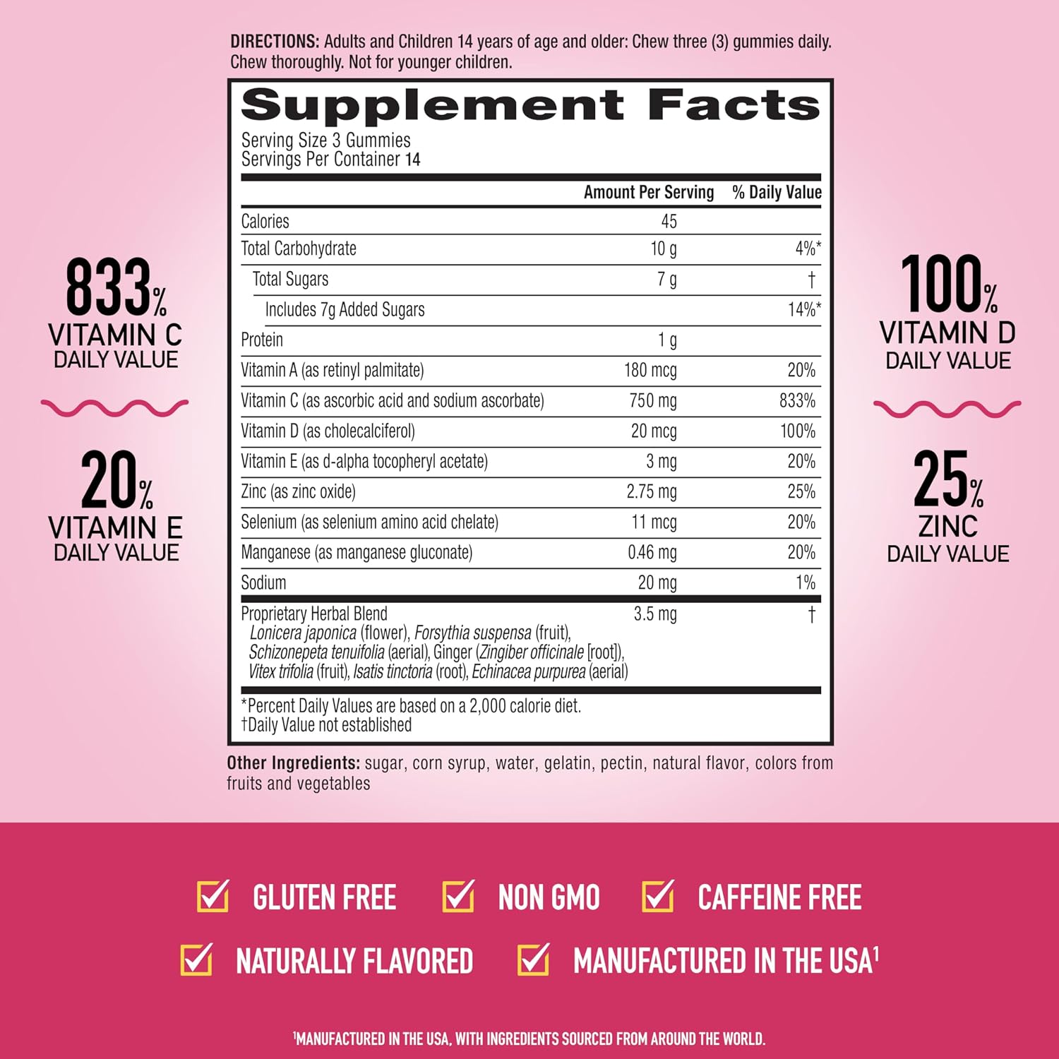 Airborne 750mg Vitamin C Gummies for Adults - Immune Support - 42 Gummies, Very Berry Flavour - görsel 4