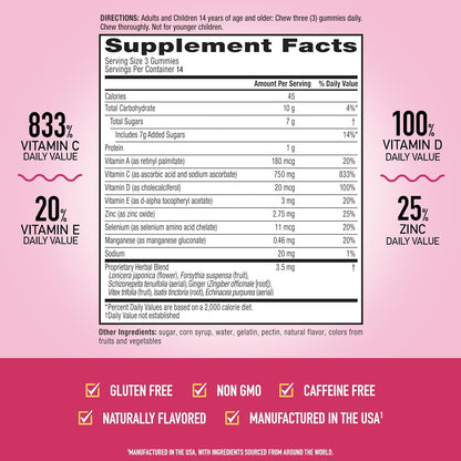 Airborne 750mg Vitamin C Gummies for Adults - Immune Support - 42 Gummies, Very Berry Flavour