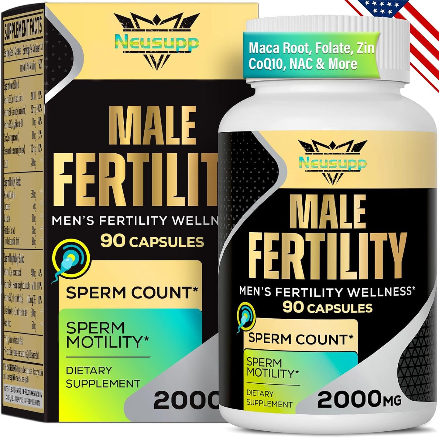 Male Fertility Supplement - Optimal Sperm Count, Motility & Vitality - 90 Capsules - görsel 1