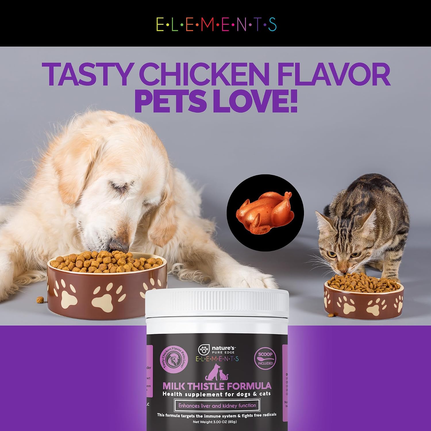 Milk Thistle for Dogs & Cats - Liver Supplement with Real Chicken - Extra Strength Hepatic Support - 85g Jar - görsel 5