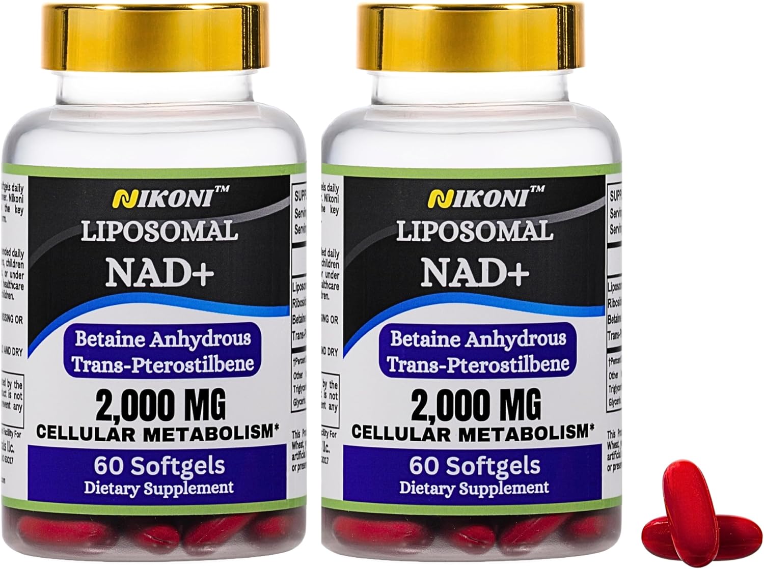 Nikoni Liposomal NAD+ 2000 mg with TMG and Pterostilbene – Healthy Ageing Support – 240 Soft gel capsules - görsel 10
