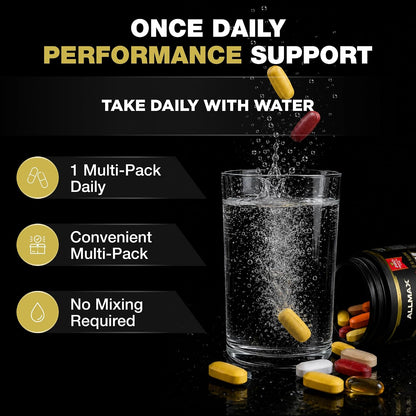 ALLMAX VITASTACK Multivitamin Sachets – 30 Daily Sachets with Omega-3, BCAAs & Enzymes