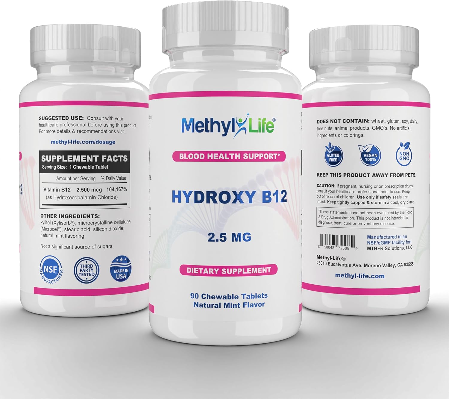 Methyl-Life Hydroxy B12 Sublingual Tablets – Gentle Vitamin B12 Supplement for Energy & Cellular Support – 90 Tablets - görsel 2