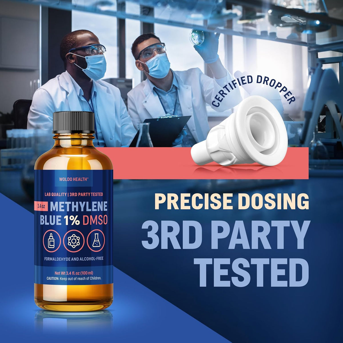 WoldoHealth DMSO 10% with Methylene Blue 1% - 3.4oz Amber Glass Bottle with Precision Dropper - görsel 5