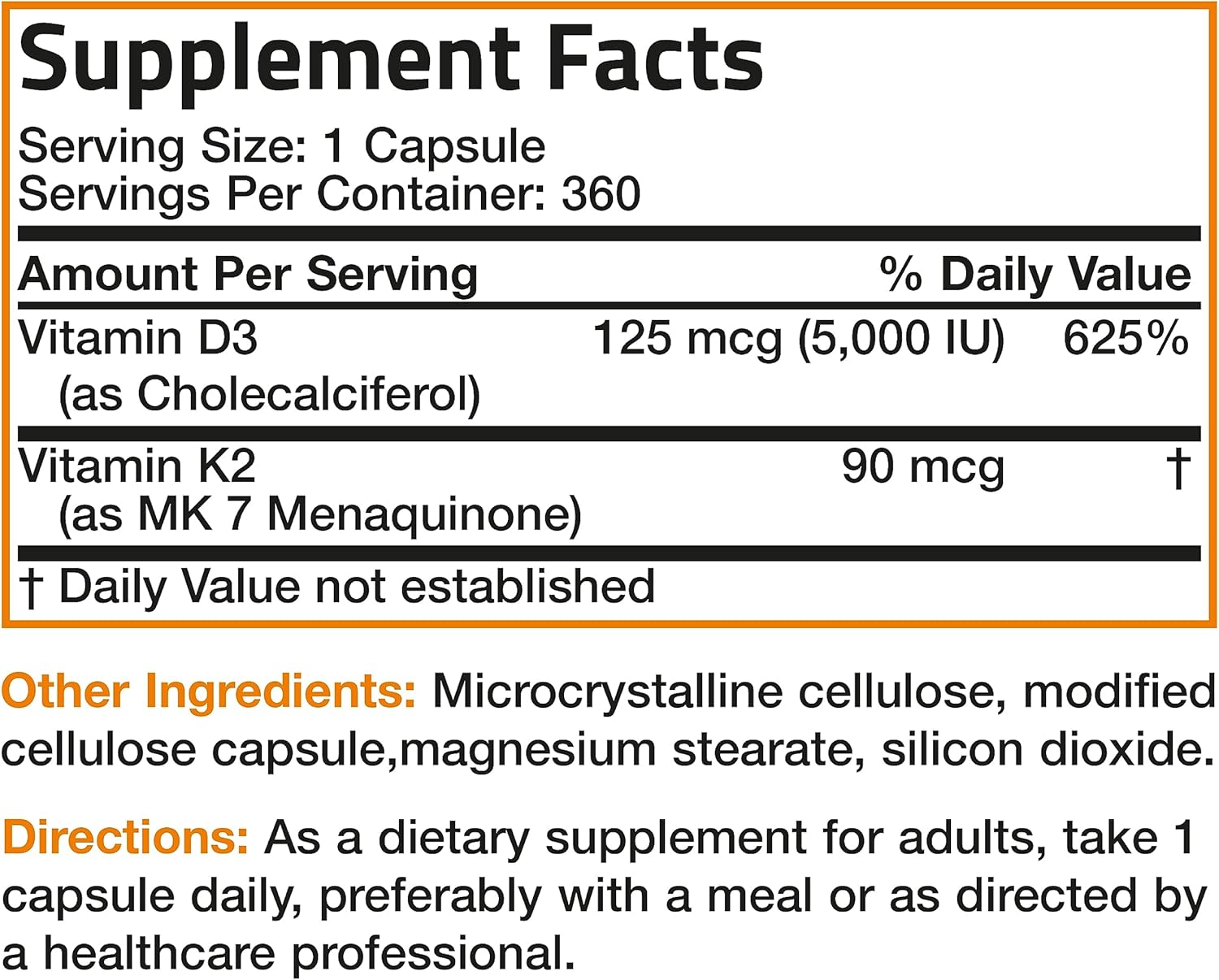 Bronson Vitamin K2 D3 (MK7) Supplement - 360 Capsules - görsel 8