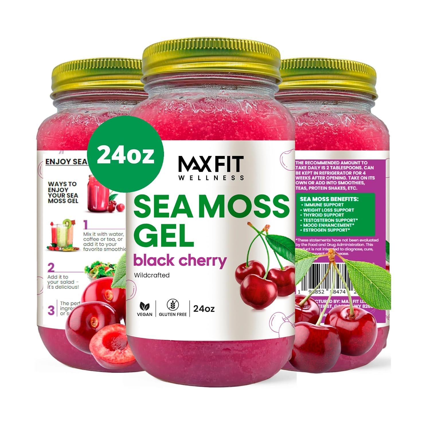 MAX FIT Sea Moss Gel Raw (12 Flavours) 710ml - Wildcrafted Gold Sea Moss from Saint Lucia - görsel 1