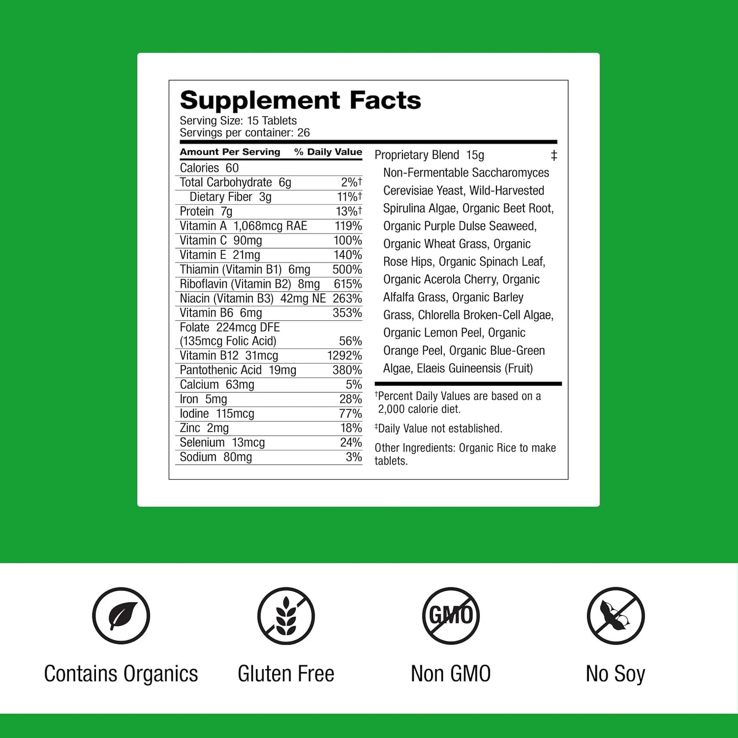Dr. Schulze's SuperFood Plus – Everyday Superfood Supplement for Overall Wellness – Clean, Quality Nutrition – Supports Metabolism & Daily Energy – Gluten-Free & Dairy-Free – 390 Tablets - görsel 2