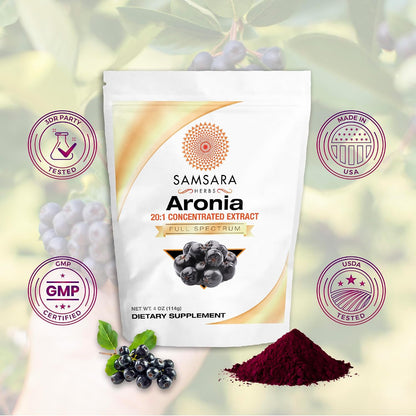 Samsara Herbs Aronia Berry 20:1 Extract Powder (114g) - Antioxidant, Flavonoids and Polyphenols Supplement