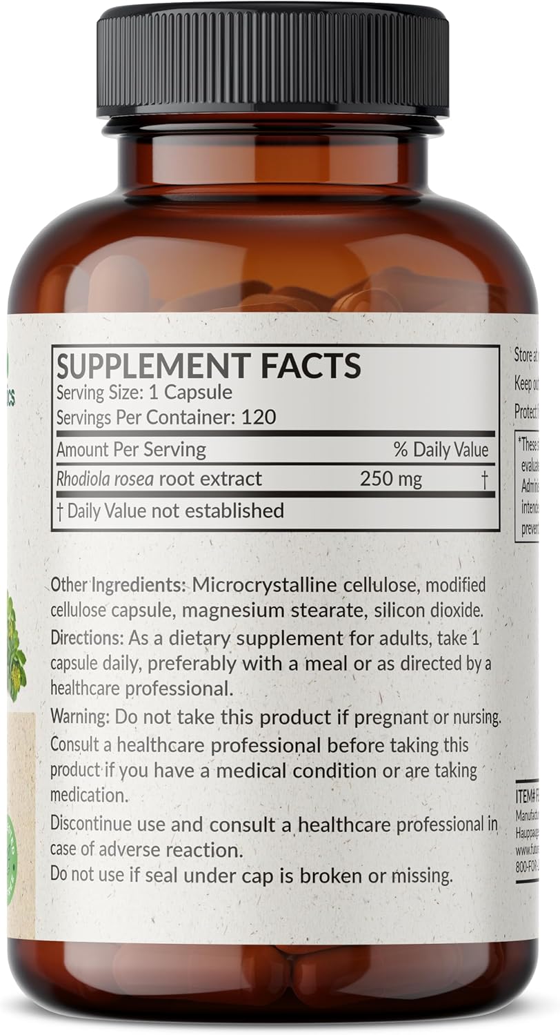 Futurebiotics Rhodiola Rosea Powder Adaptogenic Herb Vegetarian Capsules, 120 Capsules - görsel 2