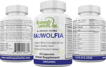 Rauwolfia Serpentina Capsules – Organic Ayurvedic Heart Support – 60 Capsules