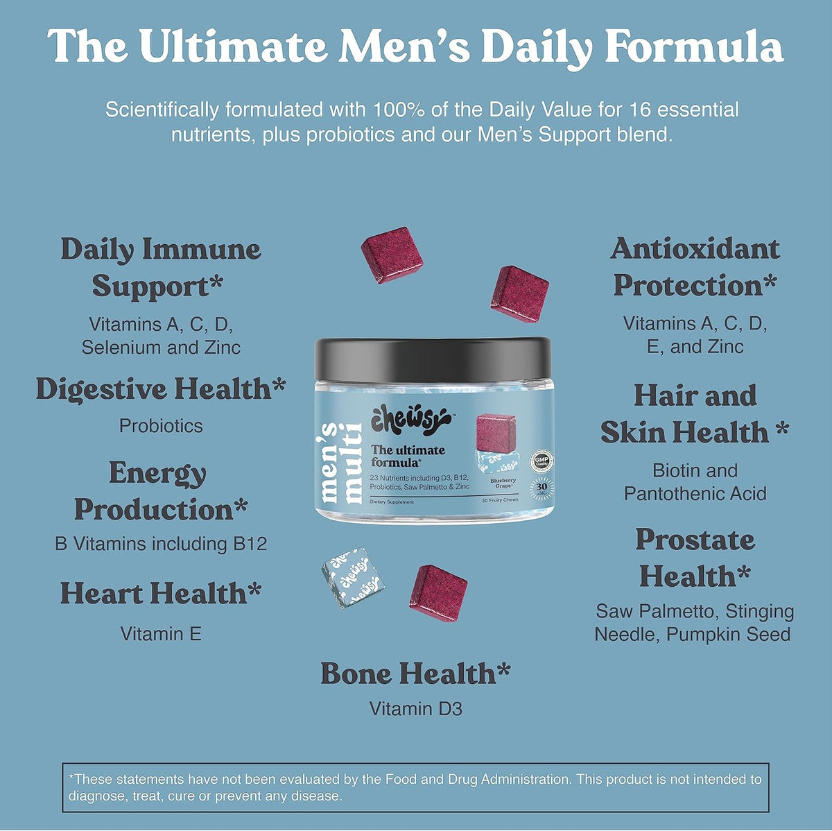CHEWSY Men's Multivitamin Chews – Immune & Energy Support, 30-Day Supply - görsel 3