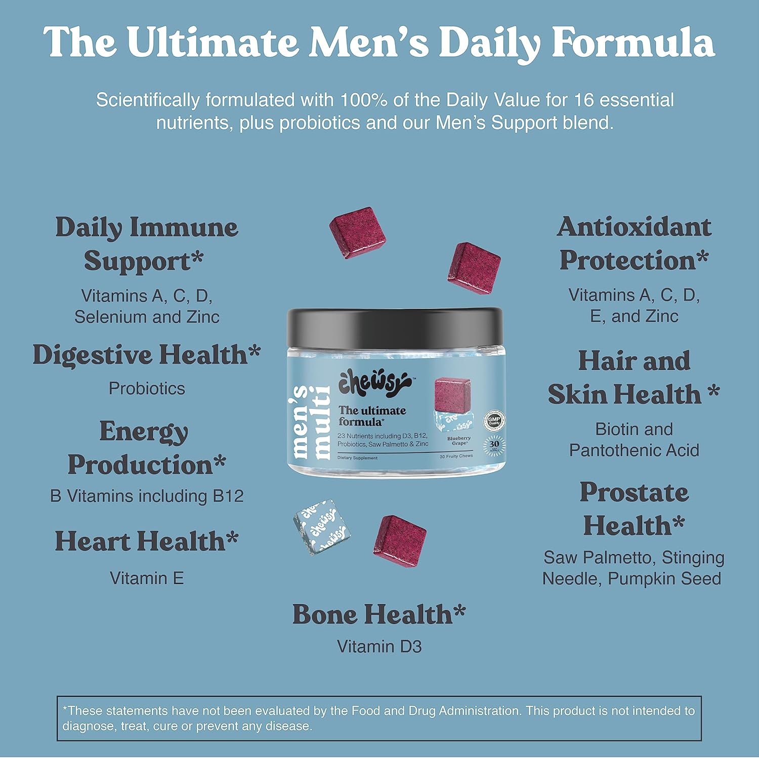 CHEWSY Men's Multivitamin Chews – Immune & Energy Support, 30-Day Supply - görsel 3